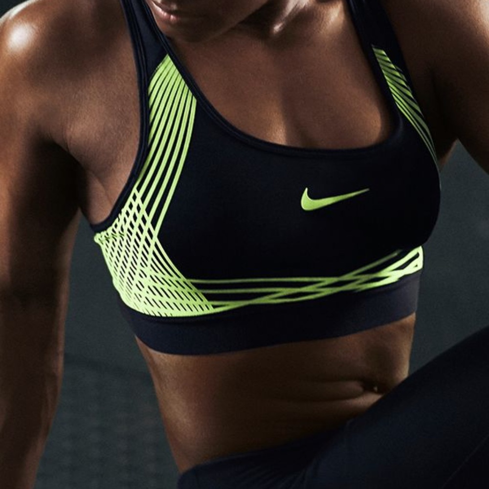 Nike Neon Striped Medium Support Training Sports Bra, Small NWT